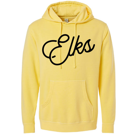 Elks Script Pigment Dyed Hoodie