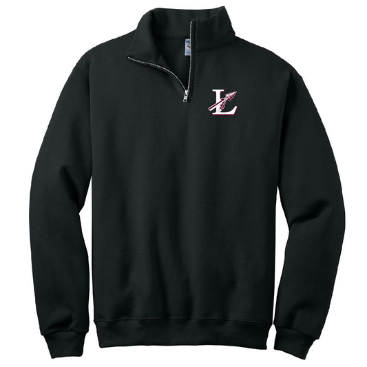 Embroidered Logo 1/4 Zip Black