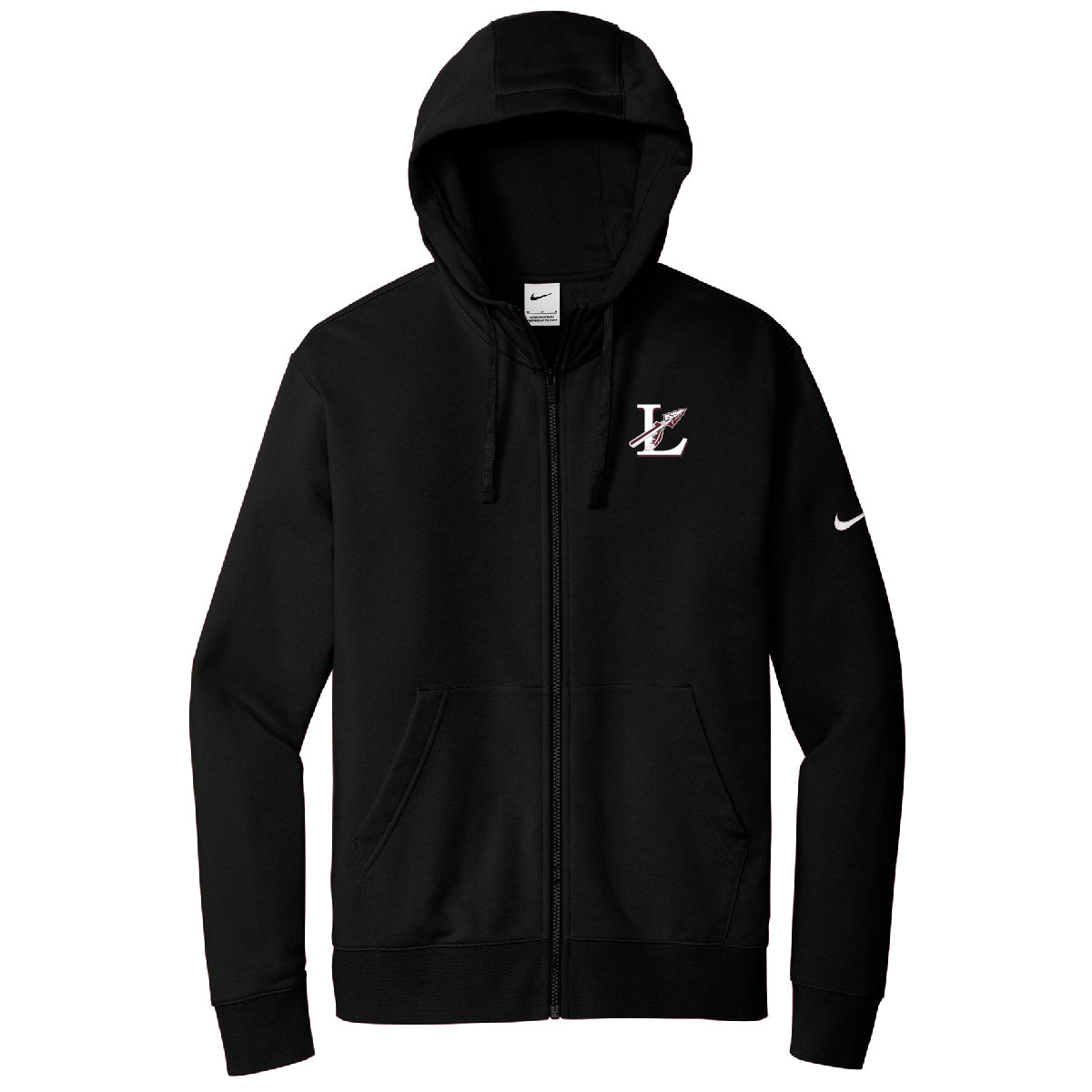 Embroidered Logo Nike Club Fleece Sleeve Swoosh Full-Zip Hoodie